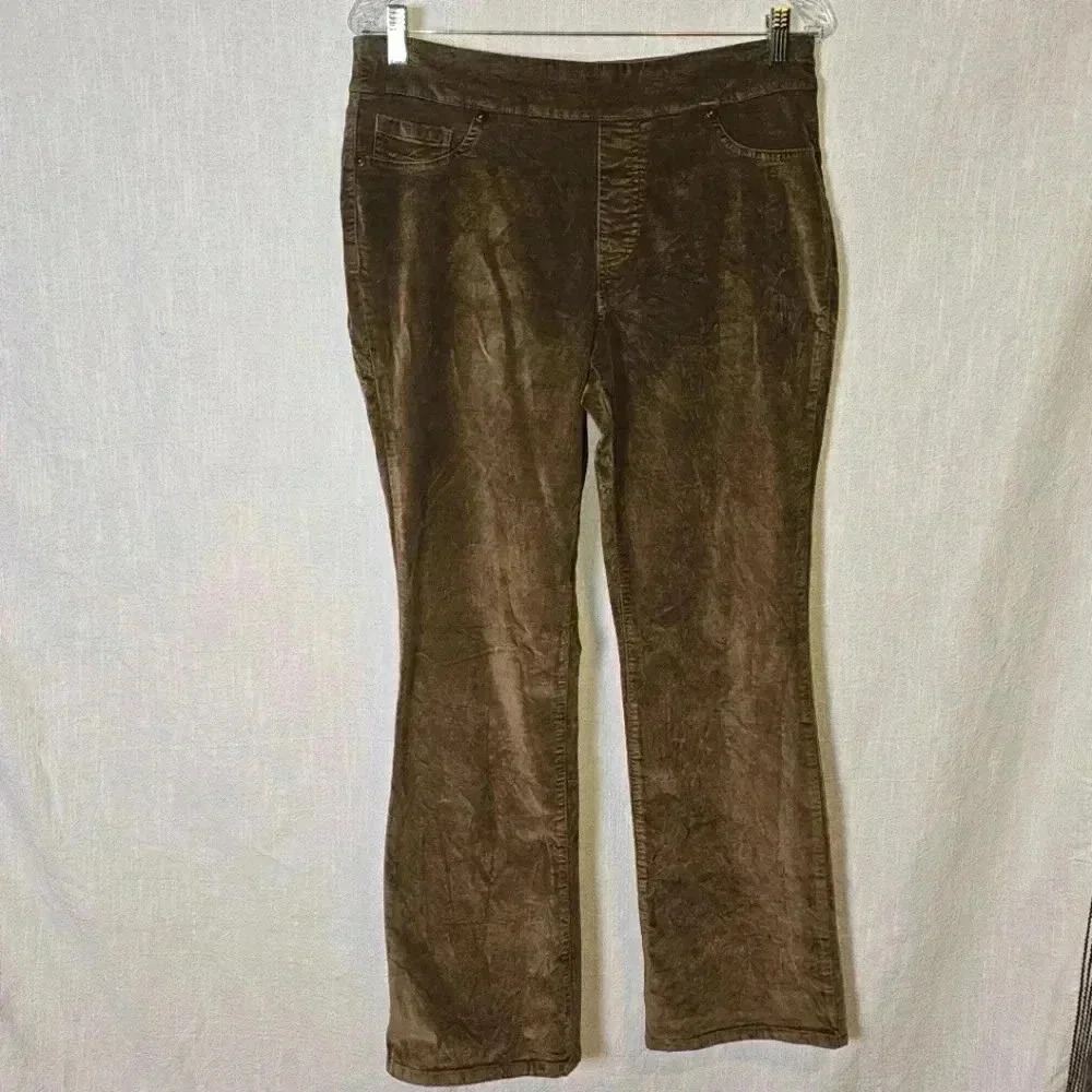 Diane Gilman DG2 Brown Pullon Velvet Wide Leg Pants Sz PM